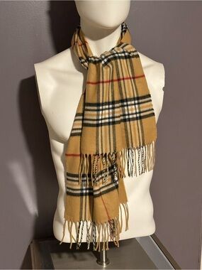 🌟HP🌟V. FRAAS Cashmink Tan Burberry Tartan Plaid Scarf! Made in Germany